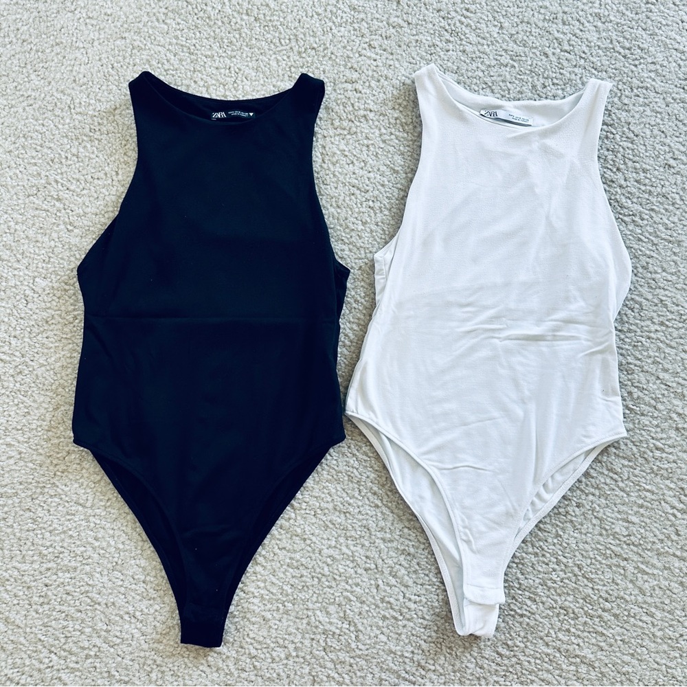 Zara set of Black and White body suit size xs